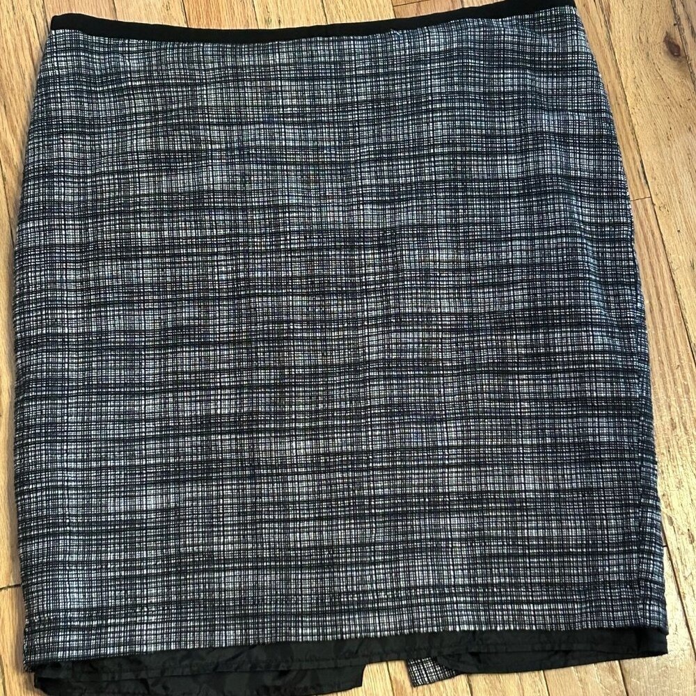 New‎ York and Company Black Plaid Knee Length Straight Pencil Skirt Size 14
